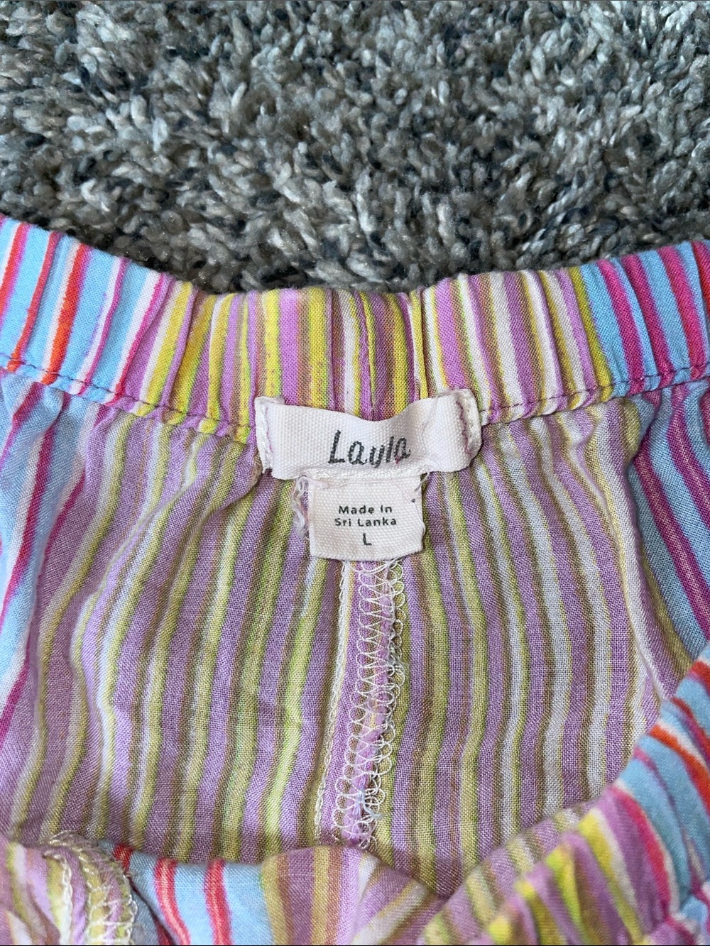Layla Striped Pastel Tiered Wide-Leg Pants. Size Large. - Picture 4 of 4